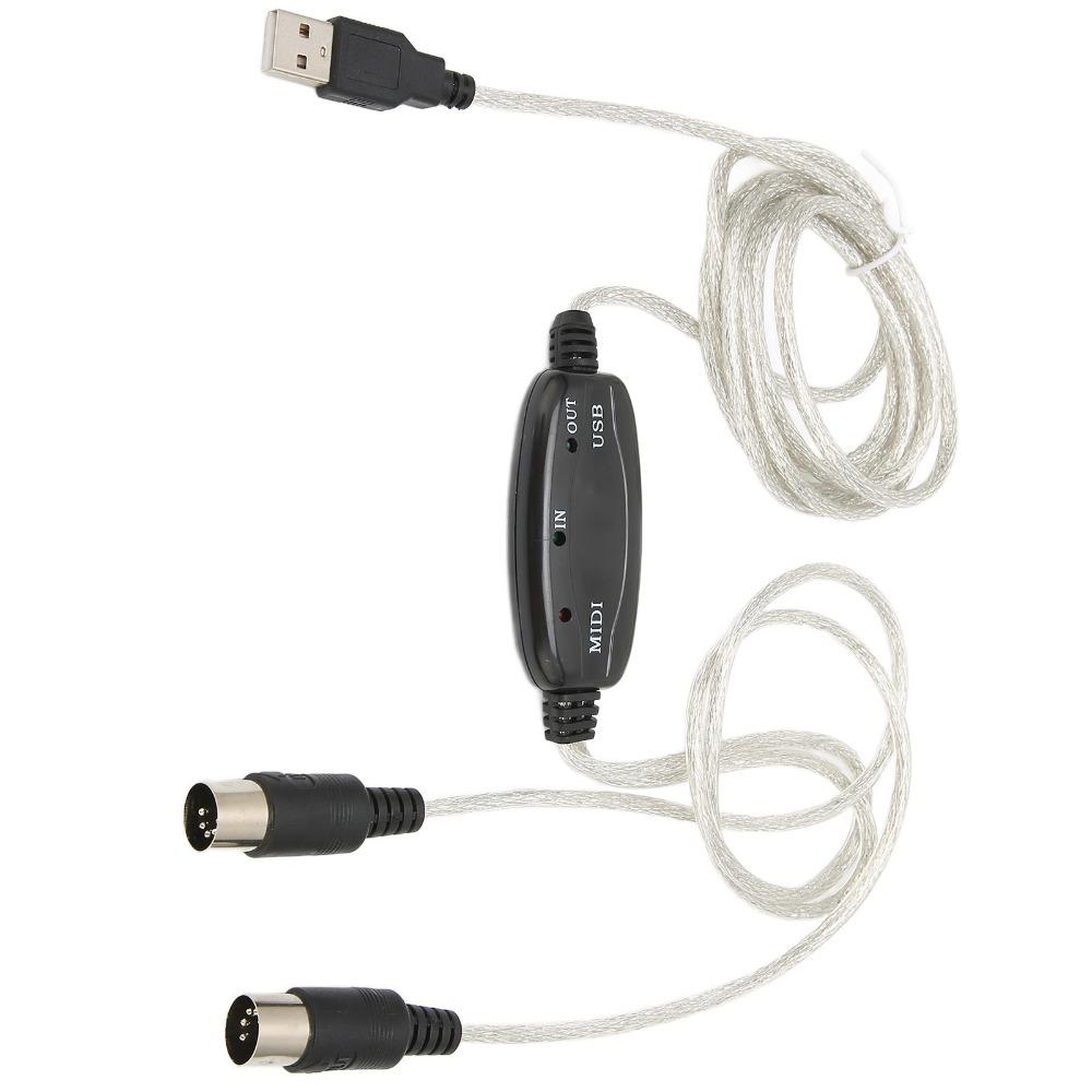 Plug and Play 16 Channels PC to Synthesizer 2 in 1 MIDI Cord Adapter  for Music Studio