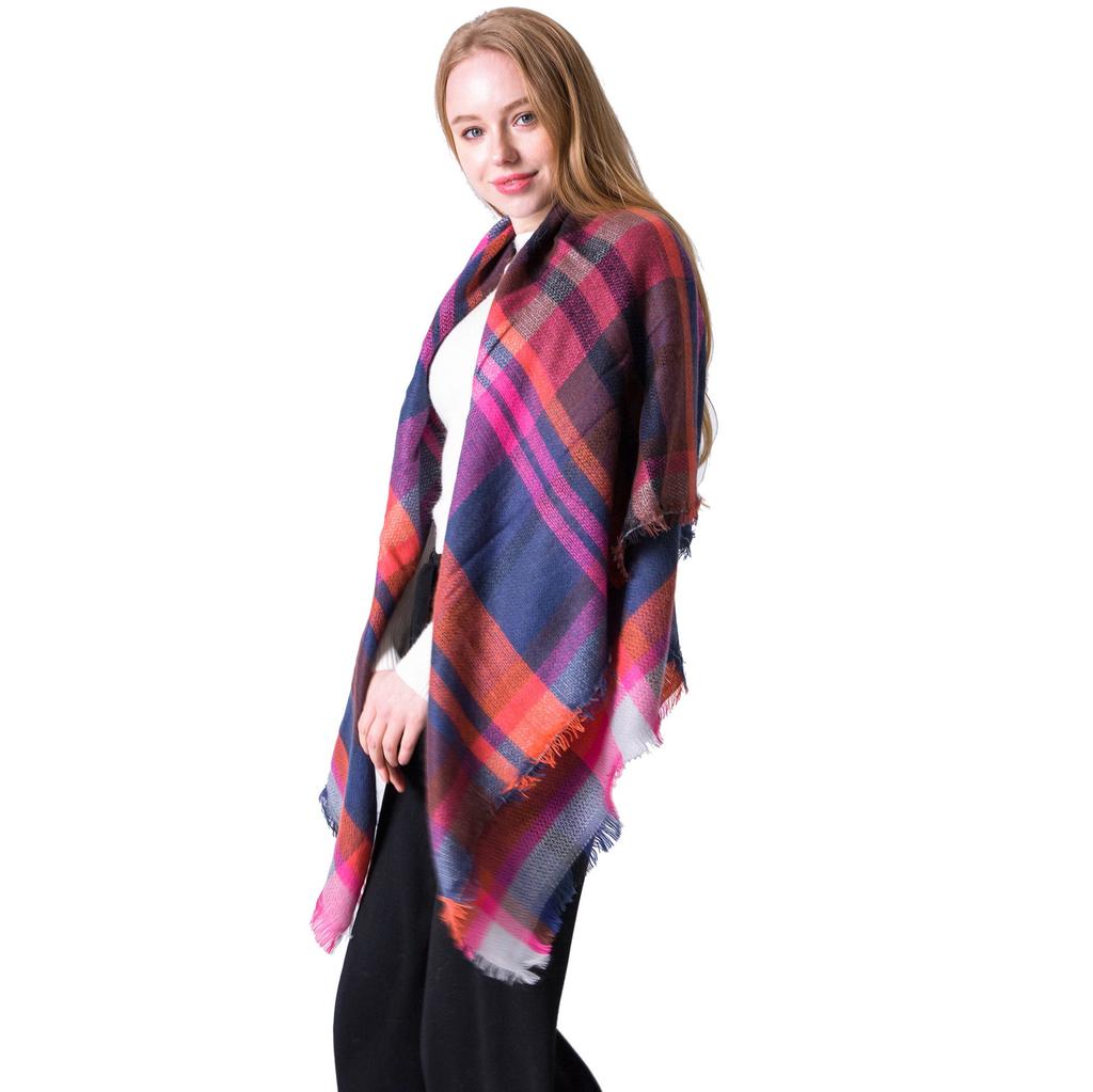 Autumn and Winter New Colorful Plaid Square Scarf Plaid Scarf Men's and Women's Imitation Cashmere Plaid Scarf Shawl