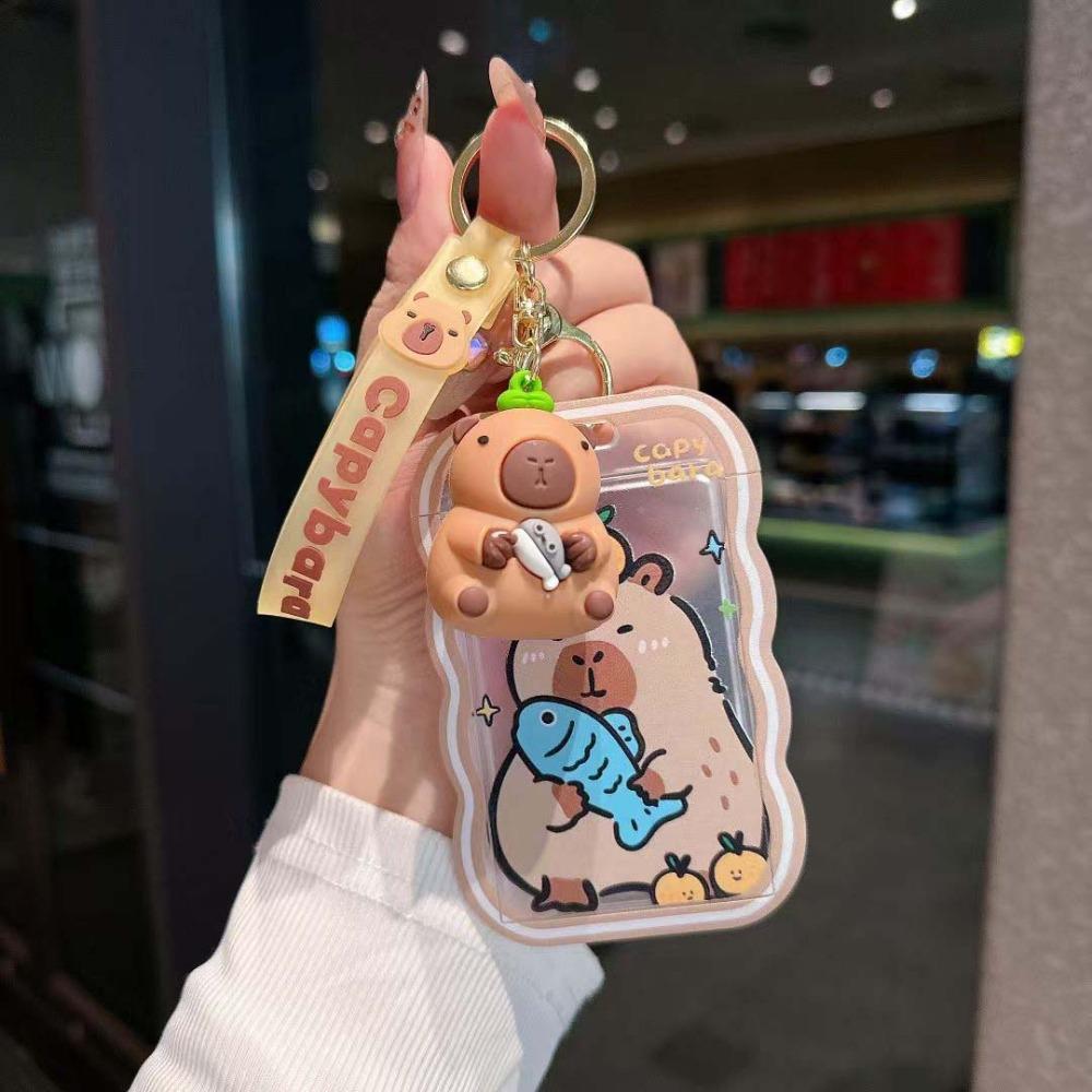 With Key Ring Capybara Card Holder Keychain PVC Transparent ID Card Holders  Boys Girls Gift