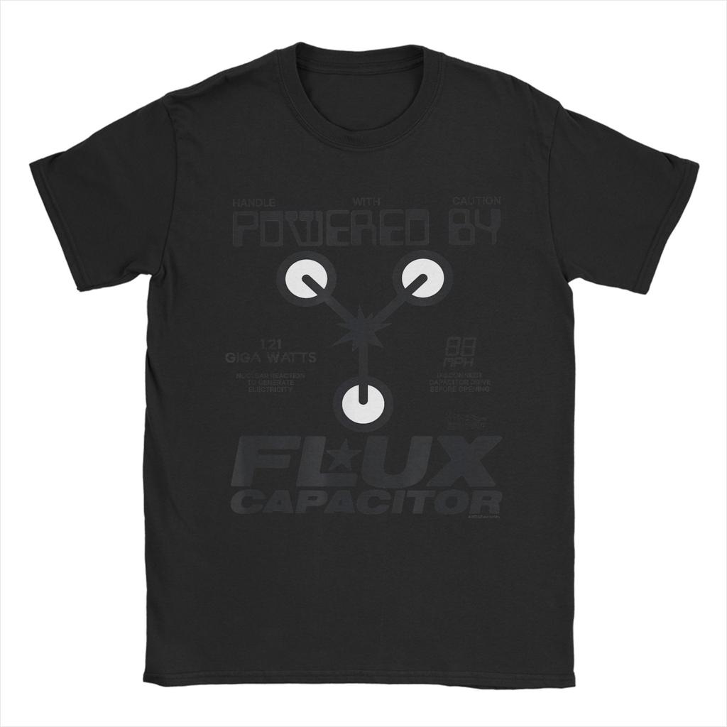 Back to The Future Powered by Flux TShirt Summer  Vintage TShirts Cotton Trendy Cool Tee Shirt For Couple Print Tees