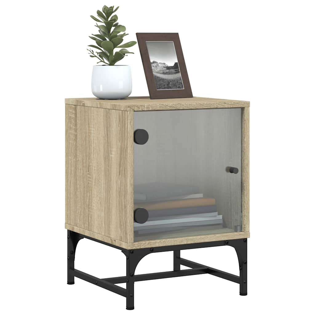 Nightstands with Glass Doors 2 pcs Sonoma Oak 35 x 37 x 50 cm