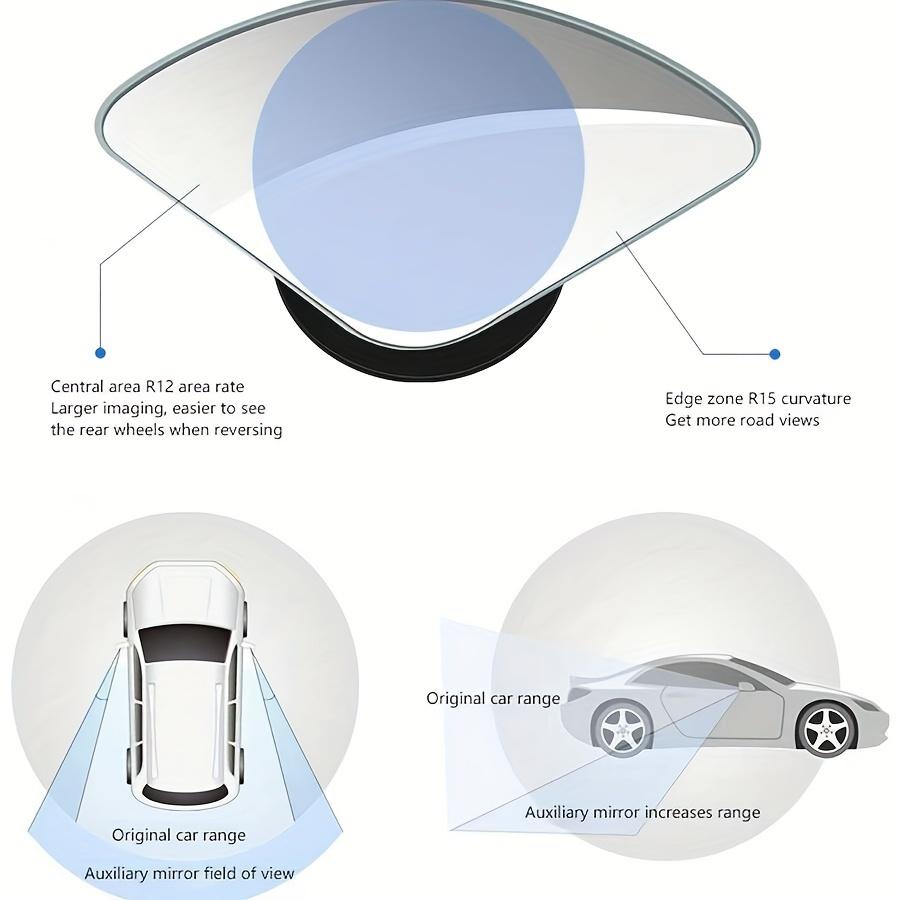 2 Blind Spot Mirrors High Definition Glass Convex Lens Rear View Wide Angle 360 ° Adjustable Auxiliary Mirror