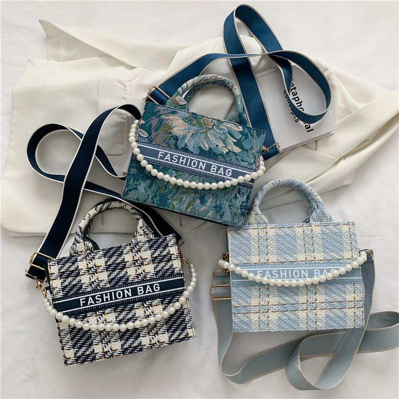 Portable Canvas Bag Small Bag Women's 2023 New Fashion Monet Water Lotus Tote Bag Crossbody Bag