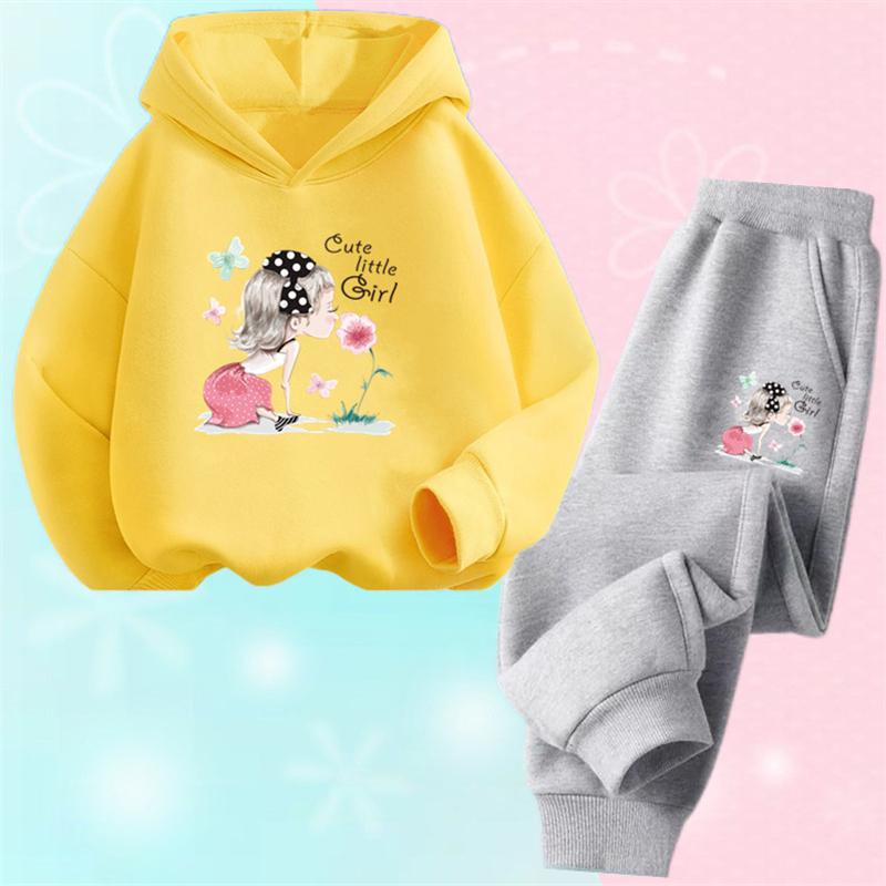 2025 Autumn Korean Girl Clothing Kawaii Kids Clothes Cute Children's Hoodies and Sweatpant 2pcs Set