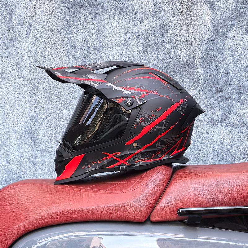 LVS Взрослый шлем для мотокросса фулфейс кросс-шлем с 800 внедорожными шлемами, сертификация DOT, двойной визор, в комплекте