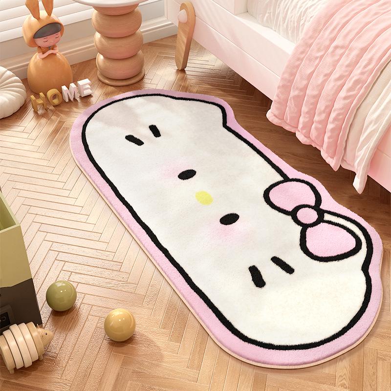 Розовый прикроватный коврик Hello Kitty из искусственного кашемира - Милый, Девичий, Нескользящий, Легко чистить, Износостойкий