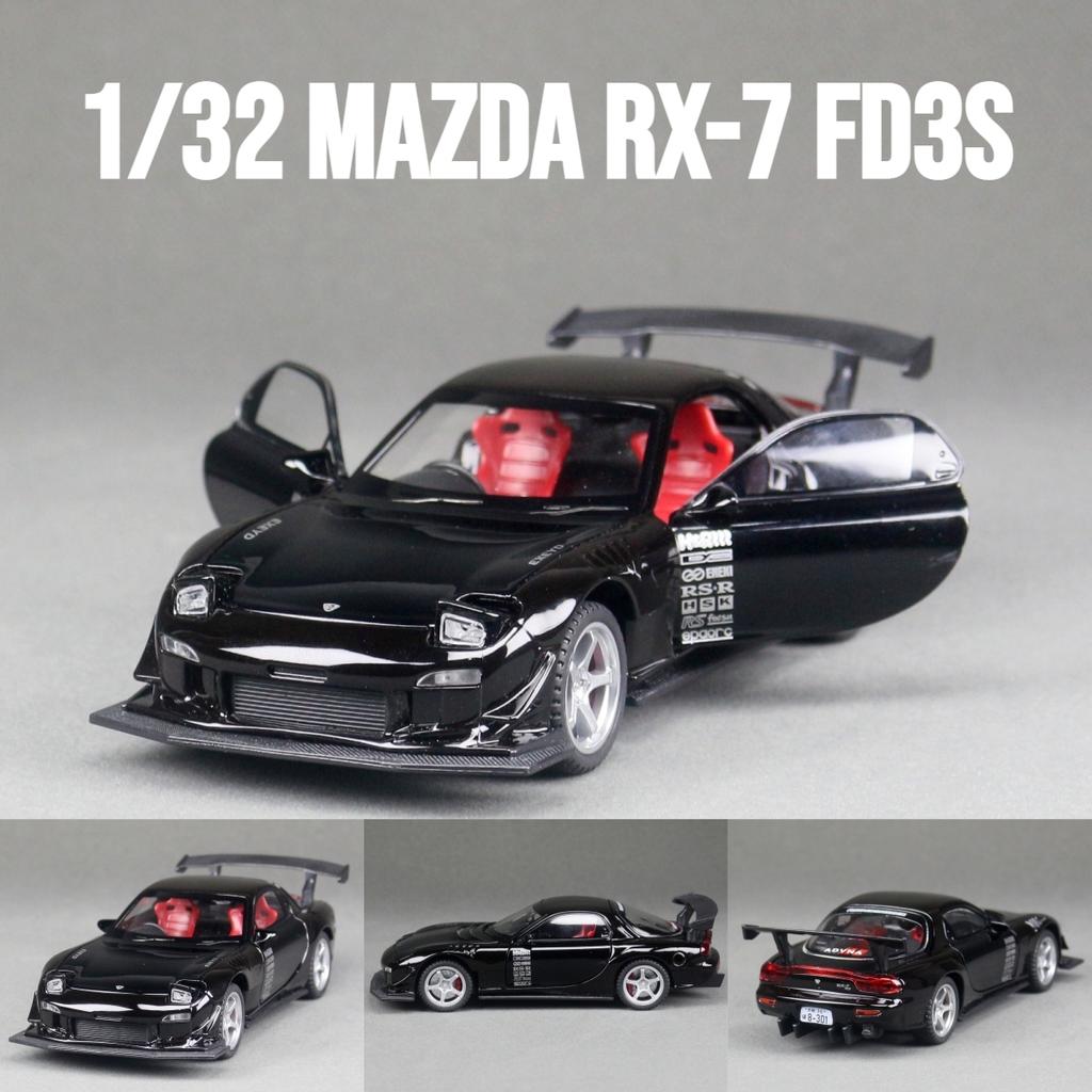 1/32 Mazda RX-7 FD3S Гоночная Миниатюрная Металлическая Модель Игрушечного Автомобиля Звук и Свет Двери Открываются Коллекция Подарок для Детей Мальчика Ребенка