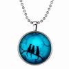 Glow In The Dark Civet Cats Pendant Necklace Black Beads Chain Long Necklace for Women Men Gift