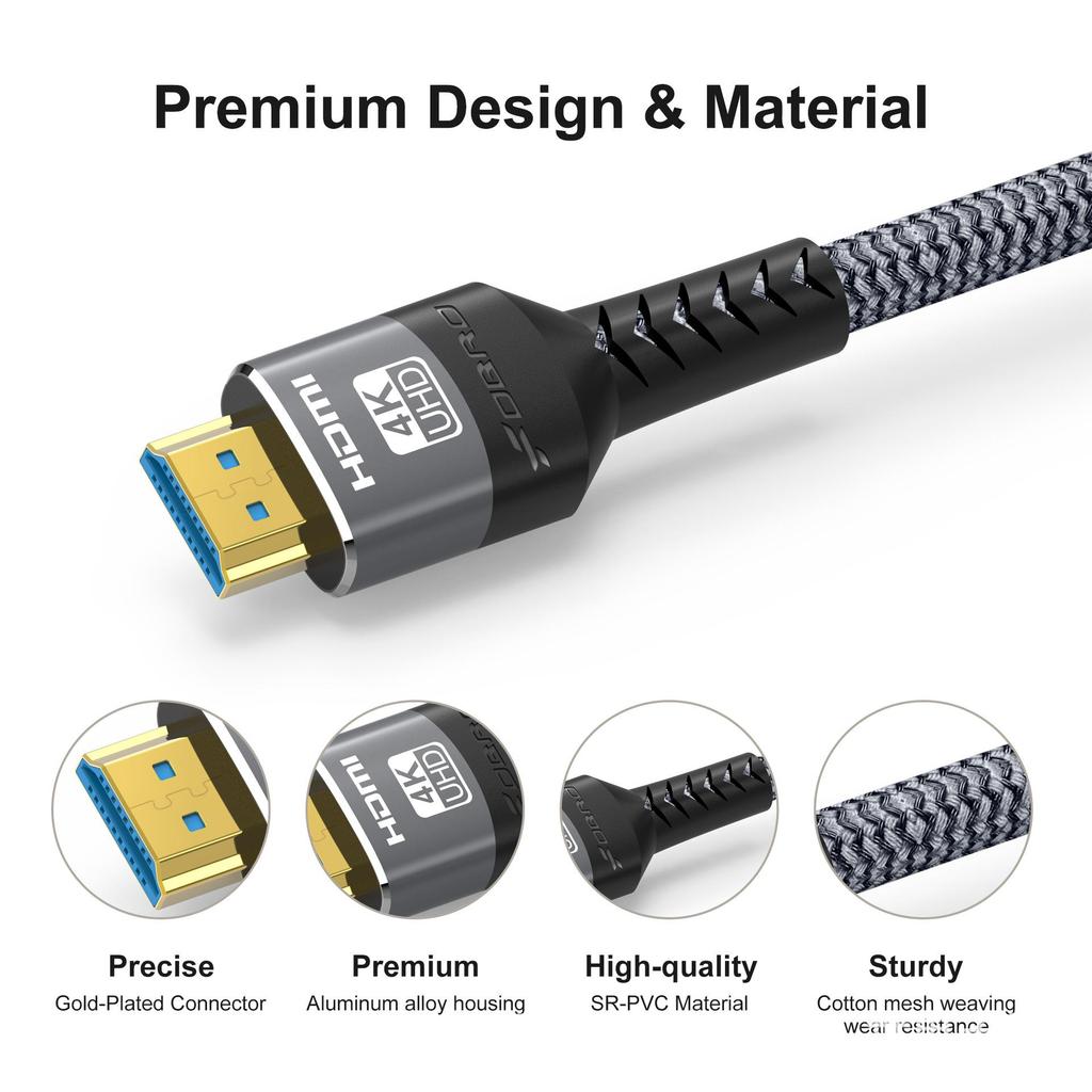 Кабель HDMI 2.1 с оплеткой из сетки 8K 60 Гц для игр высокой четкости и киберспорта.