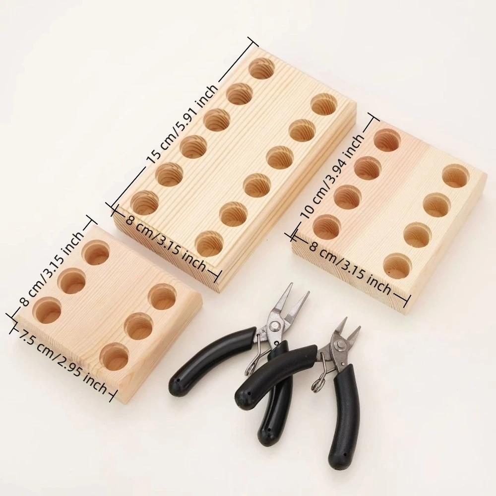 Wooden Tool Holder Non Slip Multi-slots Wood Stand Keep Neat Pliers Storage Holder  Craft Tool