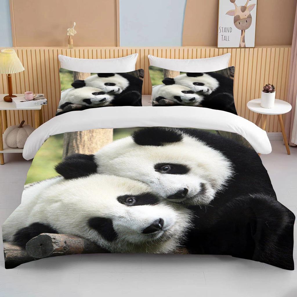 10 размеров Комплект постельного белья CutePanda из 3 предметов, двуспальная кровать размера «king size», комплект постельного белья из микрофибры или полиэстера, комплект постельного белья для спальни