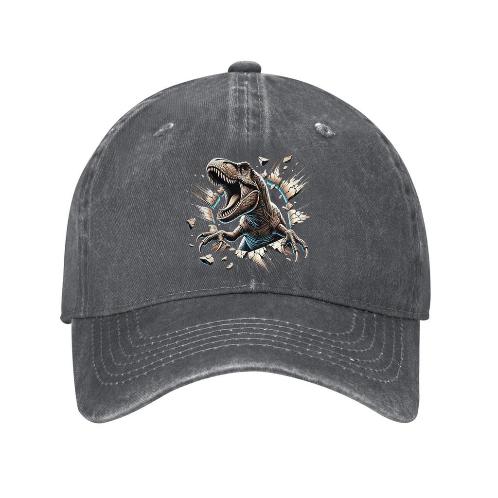 Tyrannosaurus Rex Graphic Denim Baseball Cap Breathable Cotton Adjustable Dad Hat Casual Outdoor Unisex
