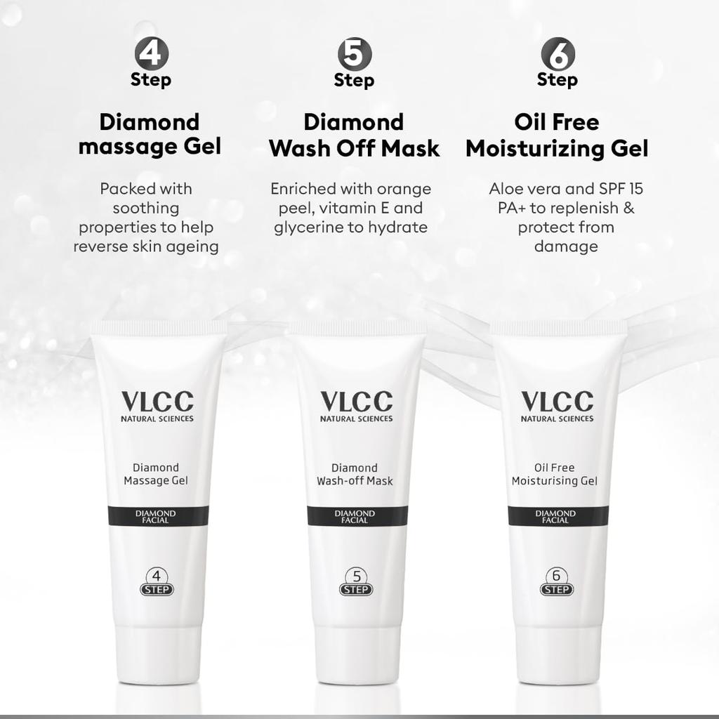 VLCC Набор для лица с бриллиантами 300 г + Тоник с розовой водой 100 мл Очищающая маска для лица для домашнего использования
