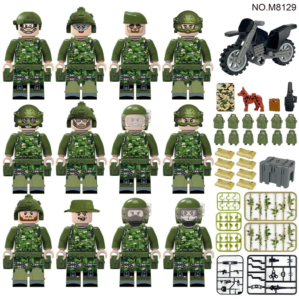 48 Children'S Small Particle Building Block Toys Motorcycle Weapon Accessories Military Minifigures
