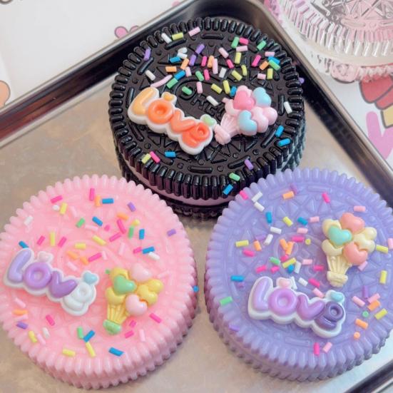 1/2Pcs Sandwich Cookie Squeeze Toy Stress Relief Biscuit Sensory Pinch Toy Kids Teens Adults Soft TPR Simulation Food Fidget Toy