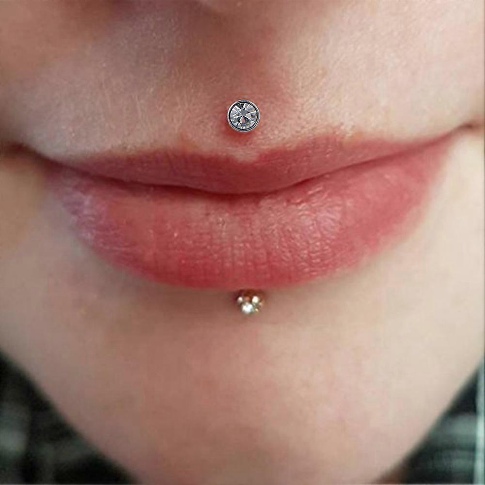 4 Pair 16 Gauge Lip Larbet Stud Piercing Bars Set 8mm Silver Stainless Steel Tragus Helix Piercing Jewellery