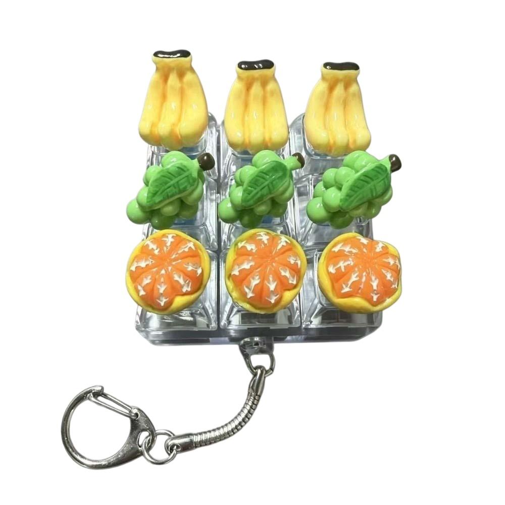 Cute Design Fruit Decompression Button Toy Transparent Dual-Tone Keyboard Keychain Hanging Charm