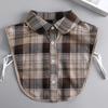 Coffee Plaid Fake Collar Versatile Universal Fake Collar Autumn Shirt Decorative Collar Sweater Fake Collar