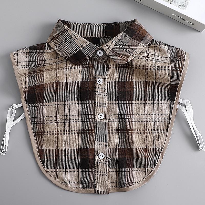 Coffee Plaid Fake Collar Versatile Universal Fake Collar Autumn Shirt Decorative Collar Sweater Fake Collar