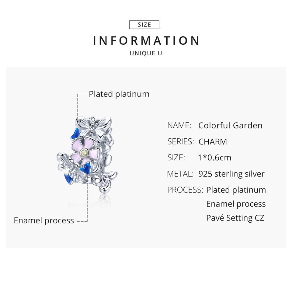 Bamoer 925 Sterling Silver Colorful Garden Metal Beads for Women Jewelry Making Silver Charm for Original Bracelet