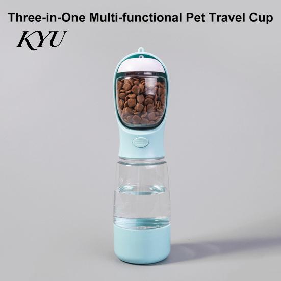Outdoor Dog Water Bottle 3 in 1 Pet with Food Container And Poop Bag, Portable Leak-Proof Dispenser, All One for Walking Hiking Supplies Travel