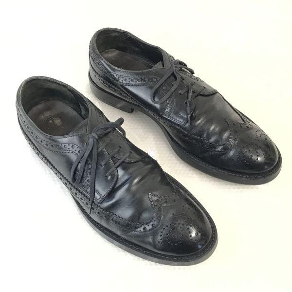 Туфли дерби из кожи 90-х TOD’S с крылышками Мужские 8 26,5-27,0 Черные(ИСПОЛЬЗОВАЛ)