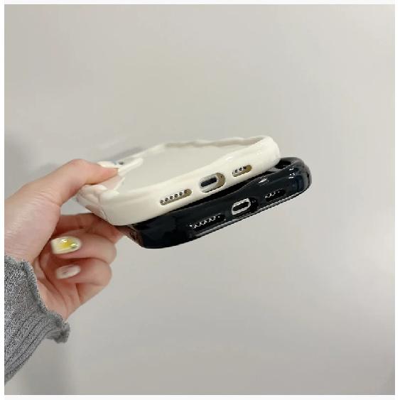 Fashion Wave Pattern Solid Color Cream Case For iPhone 15 Pro Max 14 Plus 13 12 11 Pro X XR Xs Max 7 8 SE 2022 Soft Clear TPU Phone Case