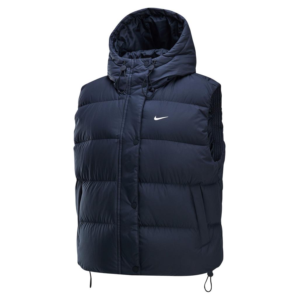 Nike Спортивная одежда Metrotherma-Fit Puffer Logo Hooded Warm Comfortable No Sleeveless Down Jacket Women жилет Black White FZ5933-010
