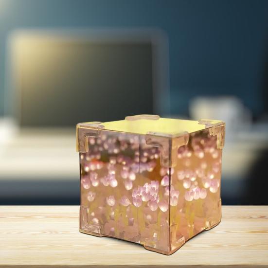 Handmade DIY Tulip Night Light Desktop Mirror Lamp Battery Powered Simple Installation Flower
