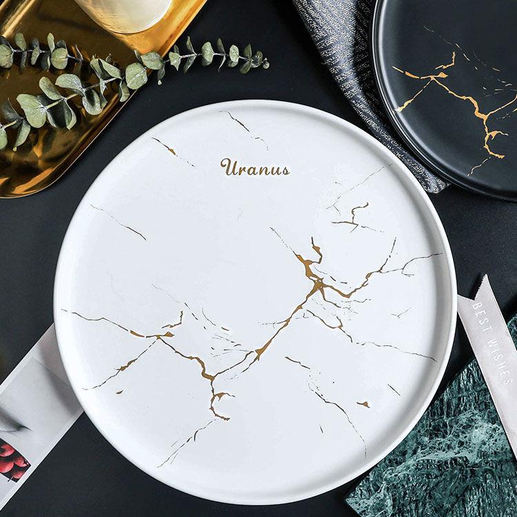 Nordic Style Marble Disc Tableware Ceramic Plate Steak Plate Salad Plate Kitchen Supplies