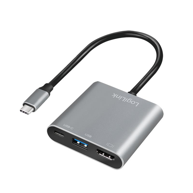 USB-C 3.2 Gen1 LogiLink to HDMI adapter 4K/60Hz 2xUSB PD 5 Gb/s 100W 0.15m