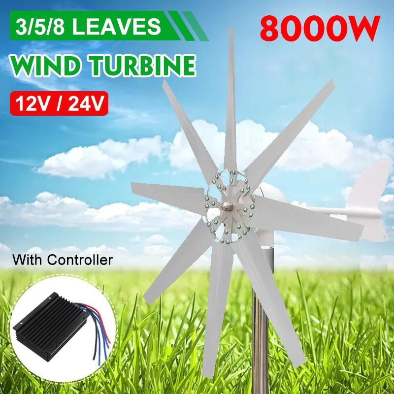 8000W Wind Turbines Generator With Charge Controller 12 / 24V Wind Generator Windmill Energy Turbines Wind Turbine Energy 3/5/8 Pcs