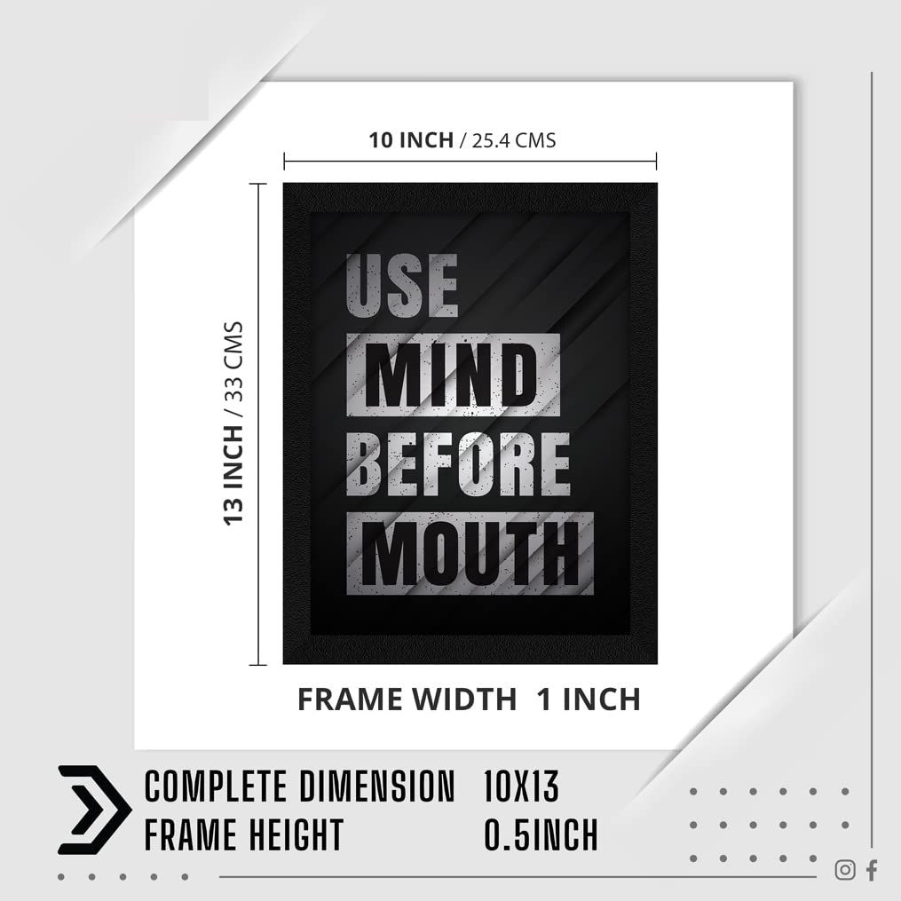 Мотивационная цитата Используйте Mind Before Mouth настенная художественная рамка Картина, многоцветная, мотивирующая, 10 X 13 дюймов, набор из 1