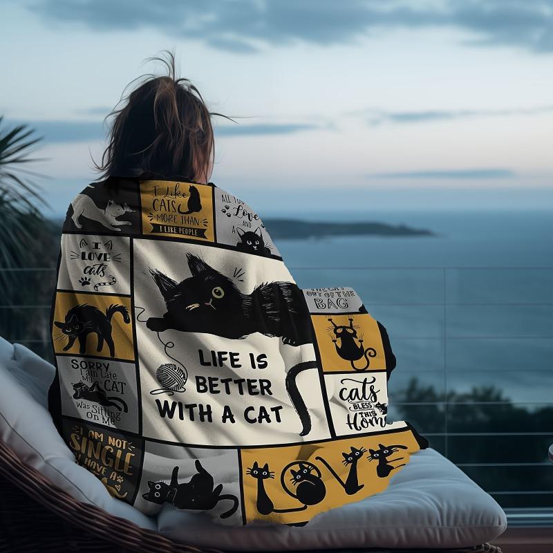Уютное одеяло для любителей кошек Dream Blanket, супермягкое фланелевое покрывало с рисунком, цифровая печать и легкий дизайн для кемпинга, идеальный подарок