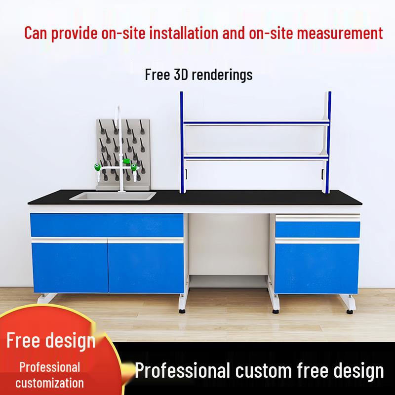 Steel & Wood Lab Side Bench with High Load-Bearing Sink - Student Experiment Desk