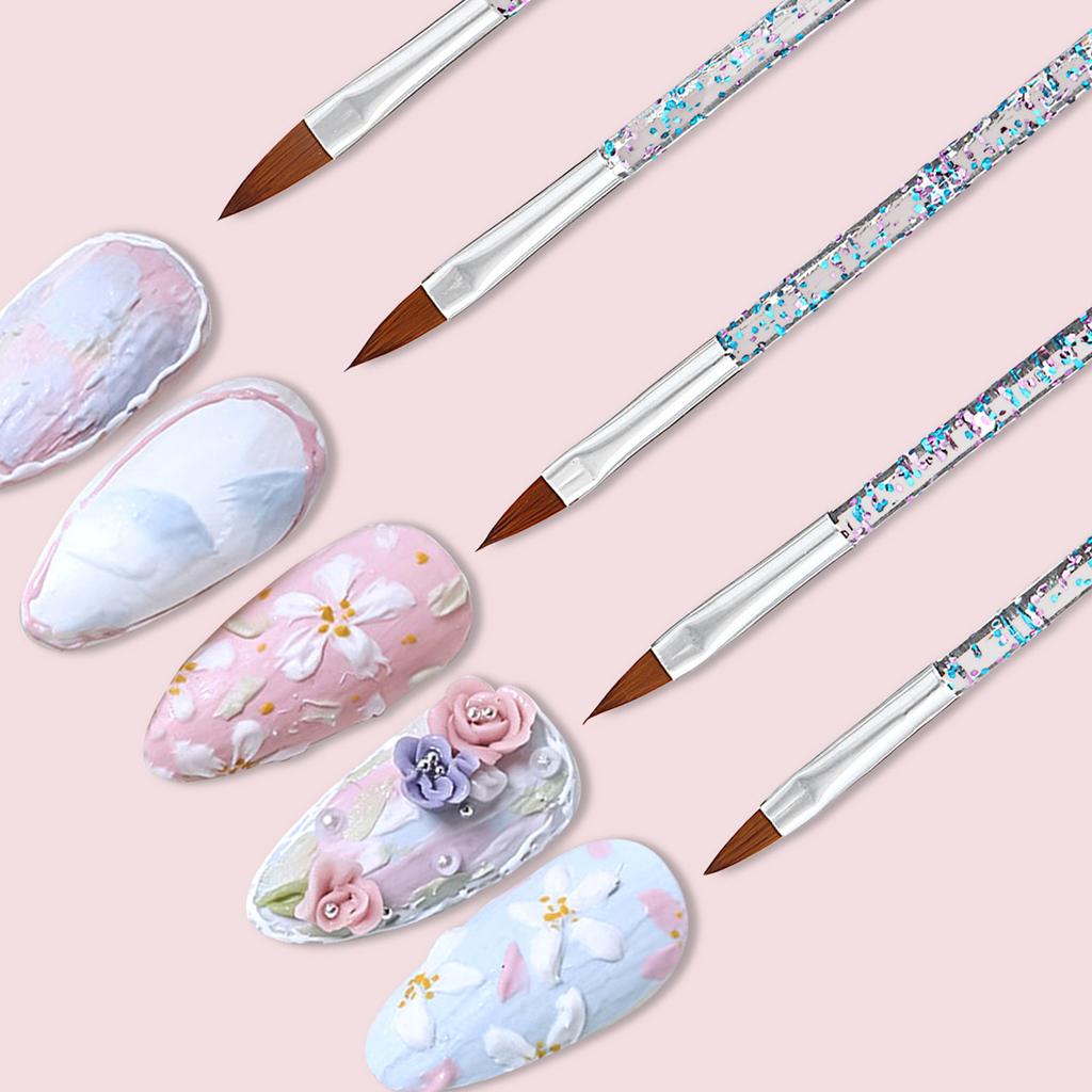 5pcs Nail Painting Drawing Brush Home Salon Portable DIY Nylon Hair Nail Art Brush Set