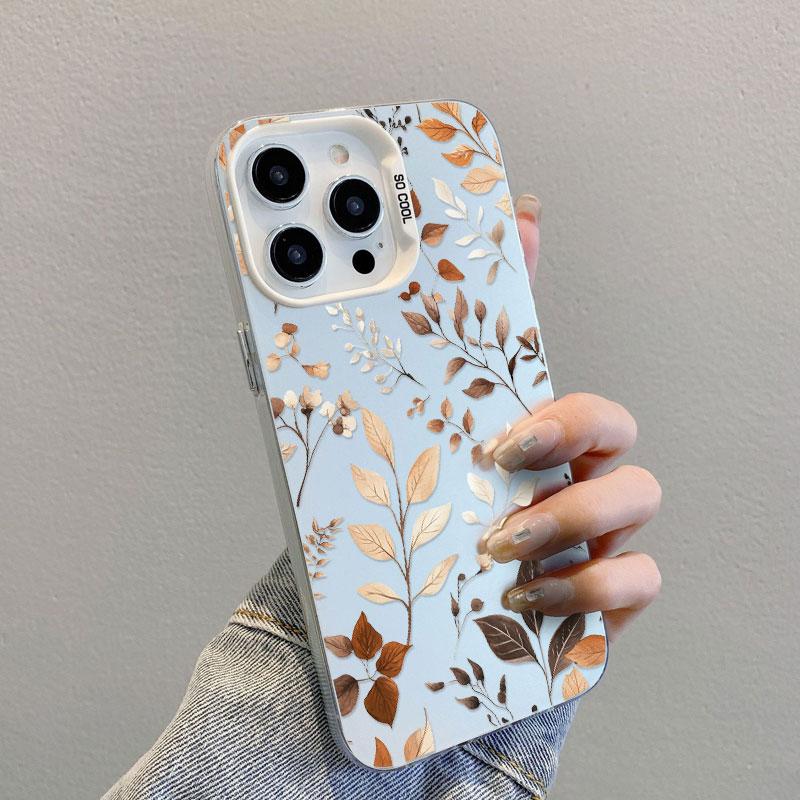 Модный желтый чехол для телефона с лазерным рисунком осенних листьев для iPhone 17 16 15 14 Pro Max Plus 17 Air 13 Mini 12 11 Pro Max Ударопрочный корпус