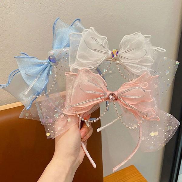 Girls Princess Headband Big Ribbon Lace Headband