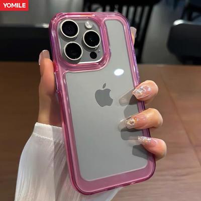 Прозрачный бампер-чехол Candy HD для iPhone 16 15 Pro Max 14 13 12 11 X Xs Max XR 7 8 Plus Mini SE Ударопрочный чехол