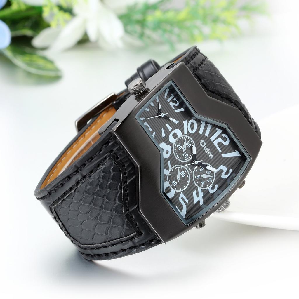 Sports Watch Leather Belt Leather Band Japanese Quartz Dual Time Waterproof Fashion Wristwatch Watch Accessories Men's Men's