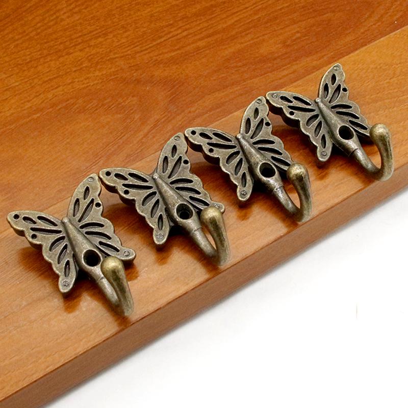 1/5Pc Bronze Wall Hanging Bronze Color Butterfly Hook Retro Style Alloy European Style Single Hook Towel Rack Coat Hanger