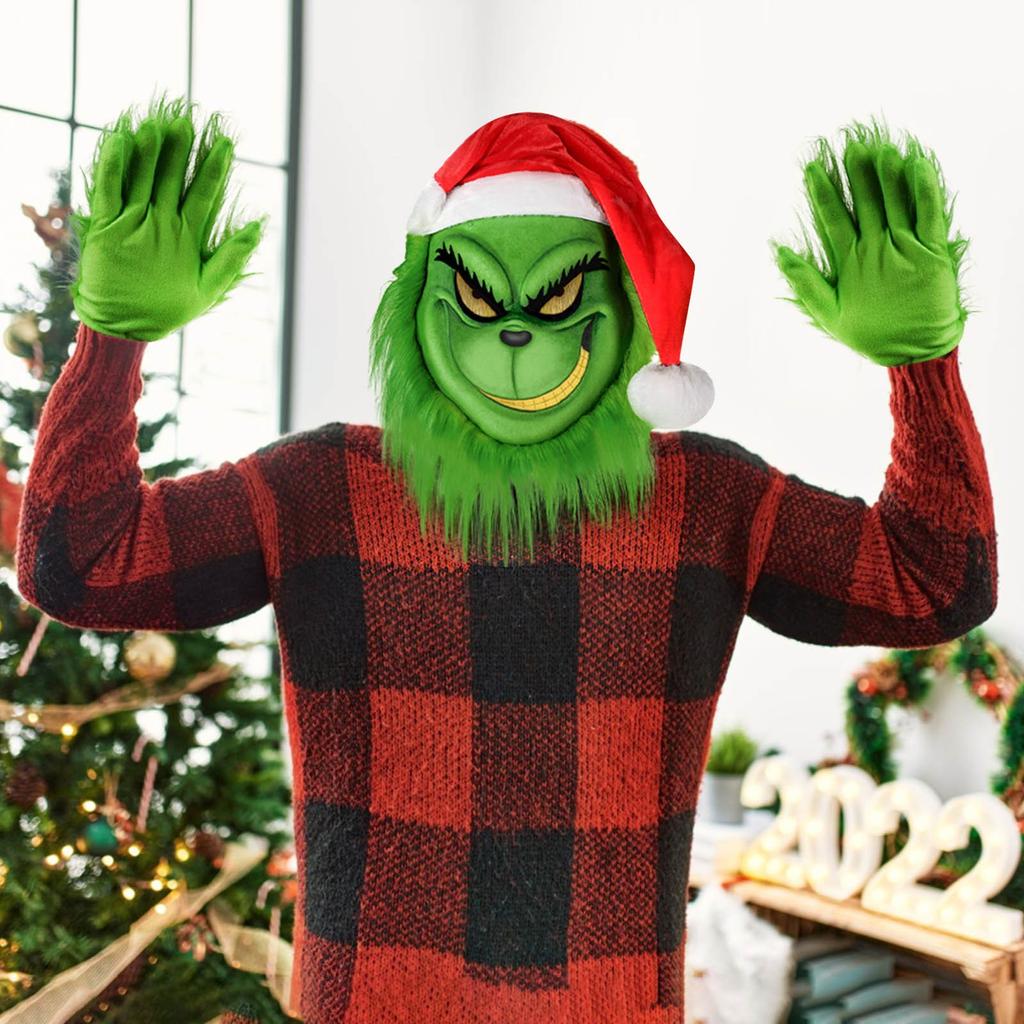 Вор, зеленая пушистая латексная маска, забавный реквизит, маскарадная маска с атмосферой ужасов