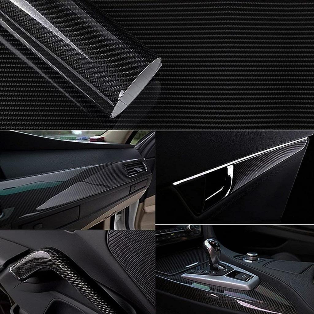 Carbon Fiber Vinyl Black Carbon Fiber Vinyl Sticker Wrap High DIY Car Wrap Interior Curved Surface with Backing Groove and Air Vent for Interior and