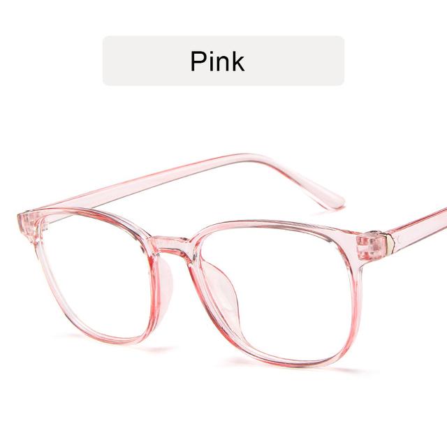 Retro Mens Glasses Frame Fashion Computer Eyeglasses Frame Women Anti-blue Light Transparent Clear Pink Plastic Frame