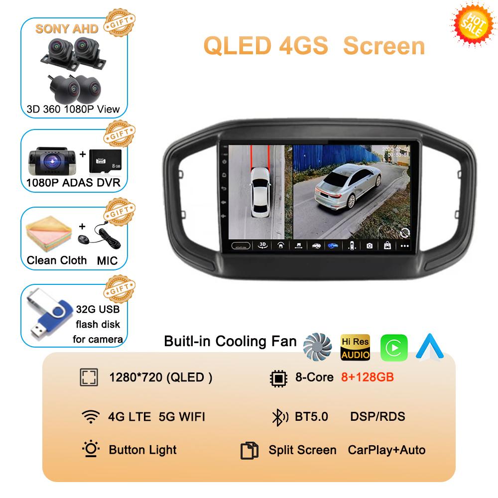 Android 14 Auto Carplay для Fiat Strada 2020 2021 2022 Автомобильный радиоприемник Мультимедиа Видеоплеер GPS-навигация Стерео 360 Камера WIFI