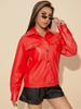 Women Shirt Red Handmade Genuine Lambskin Leather Casual Formal Stylish