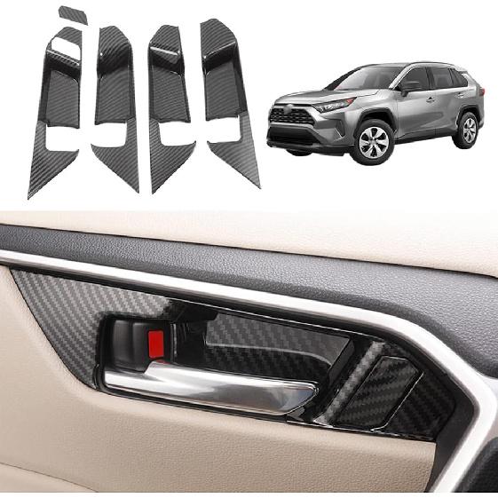 for Toyota RAV4 ABS Carbon Fiber Center Console Cup Holder Frame Trim Panel Cover Decoration for Toyota RAV4 2019 2020 2021 2022 Interior