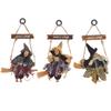 Halloween Horror Witch Doll Hanging Ornaments Flying Witch with Broom Pendant Halloween Party Decoration for Home DIY Wreath