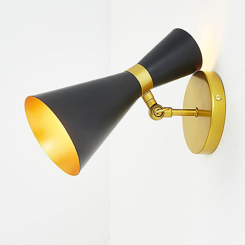 Современный настенный светильник Nordic Trumpet Lamp с лампочкой E27 для коридора, гостиной, фойе, спальни, регулируемый угол наклона, металлические светильники