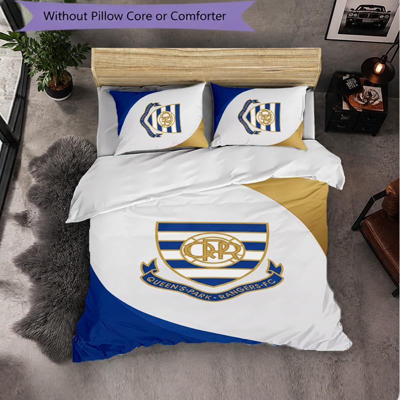 Queens Park Rangers Football 3 Piece Bedding Set Soft Duvet Cover Set with Pillowcases Printed Bedroom Decor Set for Home
